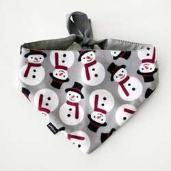 Premium Dog Bandana Snowman handkerchief style to tie around your pet’s neck gray