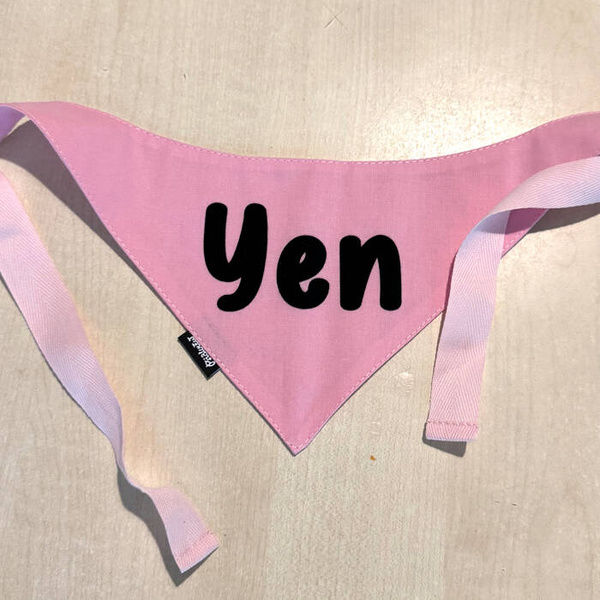 Bandana with the name of the Dog Psiakrew, personalized tied handkerchief, pink bandana scarf