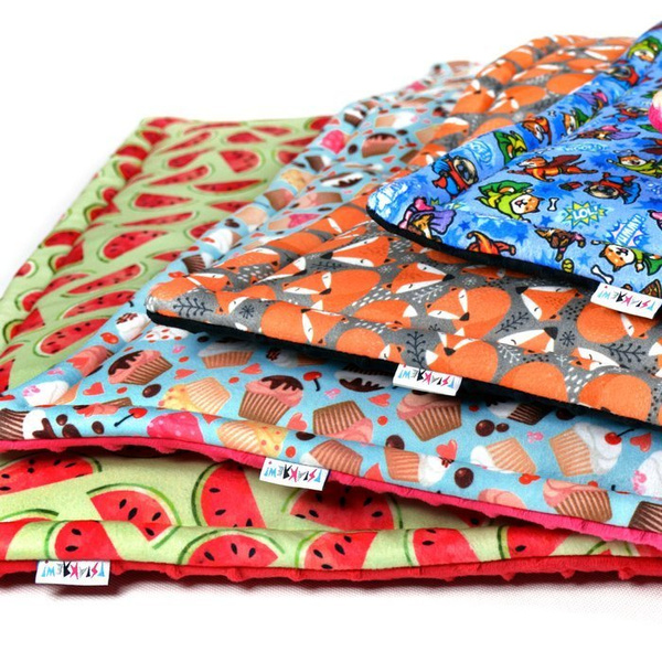 Premium Mat Plaid Blanket for the dog, cat Colorful Dogs Psiakrew Design, black minky