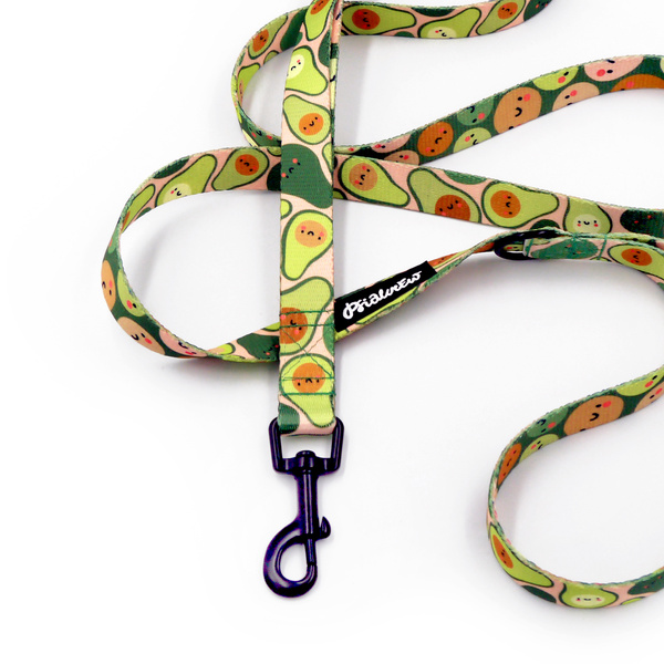 Walking leash for Dog Guacamole Time Psiakrew, width 2 cm, black snap hook 6 cm