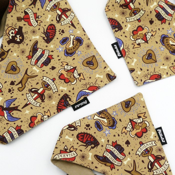 Dog Bandana Dog Tattoo Psiakrew handkerchief style to tie around your pet’s neck