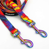 Long Dog Leash Tie Dye width 2 cm (0.78") wide, Holo petrol effect snap hook 7 cm