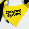 Bandana dla Psa ZACHOWAJ DYSTANS Psiakrew, personalizowana wiązana chusteczka, żółta bandana