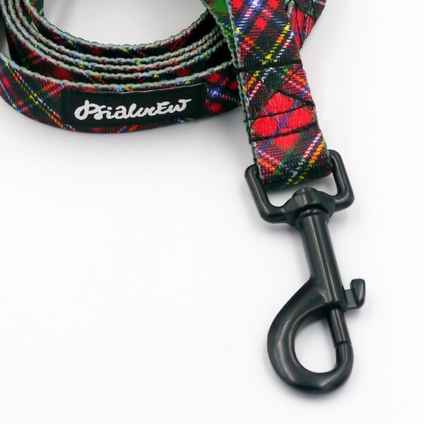 Dog Leash Tartan width 2 cm 0.78 ", black extras