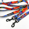 Long Dog Leash Colorful Thicket Psiakrew width 2 cm (0.78"), black snap hook 6 cm