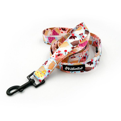 Dog Leash Hot Sweetness Psiakrew width 2.5 cm, 1"  wide, black snap hook 6 cm