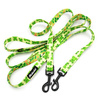 Long Dog Leash Green Frogs width 2 cm (0.78")  wide, , black snap hook
