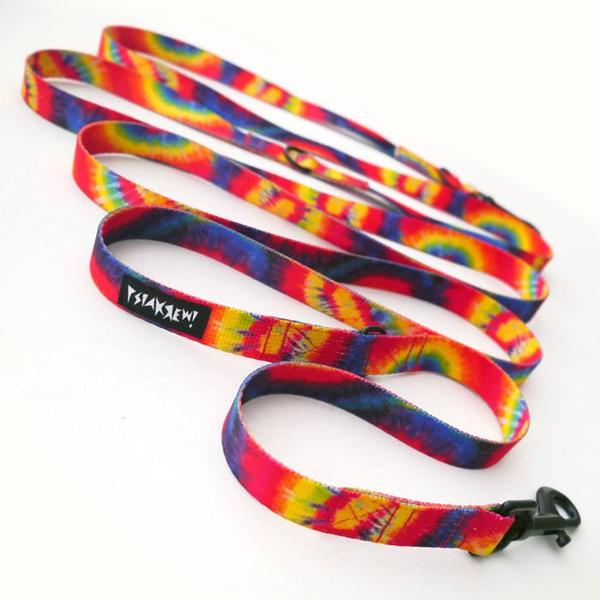 Długa Smycz Dla Psa Tie Dye Przepinana Regulowana szerokość 2 cm, czarny karabińczyk 7 cm