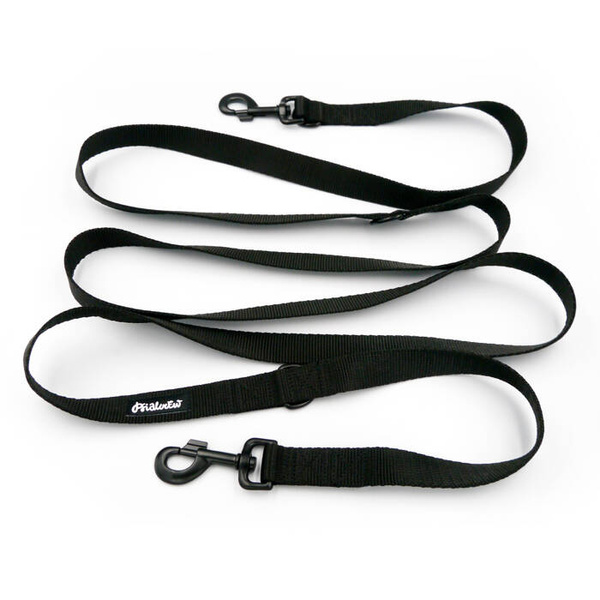 Black Dog Leash width 2.5 cm, 1" wide, big black snap hook 8 cm