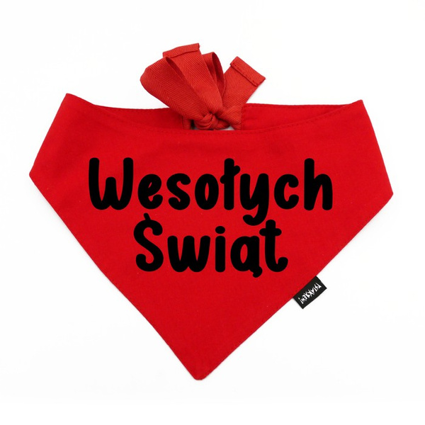 Rotes Bandana mit schwarze Aufschrift „Wesołych Świąt“ Psiakrew