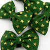 Green Dog Bow Tie, gift for dog, Gold Stars Pet Bow Tie, Bowtie, Collar Attachment