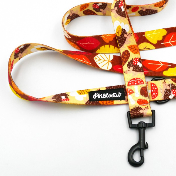 Dog Leash Hedgehog Dreamer Psiakrew width 2.5 cm, 1" wide, black snap hook 6 cm