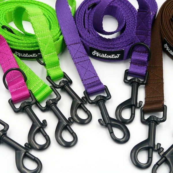 Long Lime Dog Leash width 2 cm (0.78")  wide; black snap hook 7 cm