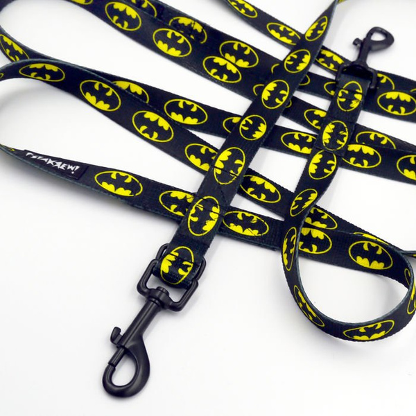 Smycz Dla Psa Długa Przepinana Regulowana Bat Dog szerokość 2 cm czarny karabińczyk 7 cm