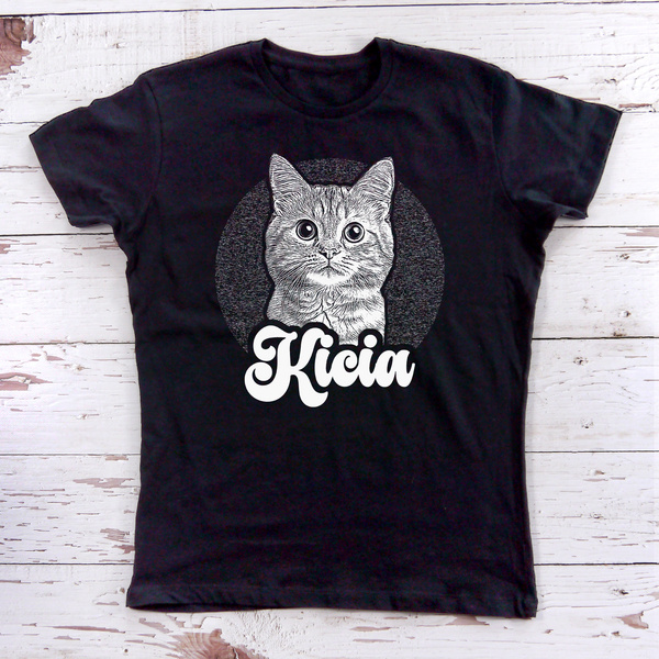 Personalisiertes kurzärmeliges Psiakrew-T-Shirt für Damen mit dem Bild Ihres Haustieres
