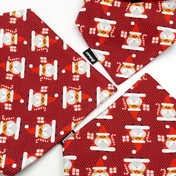 Premium Dog Bandana Santa Clauses handkerchief style to tie around your pet’s neck, Burgundy
