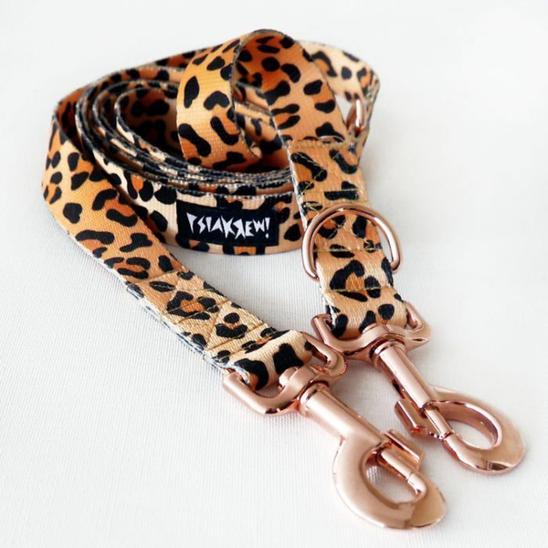 Długa Smycz Dla Psa Przepinana Tarzan Psiakrew 2,5 cm duży mocny karabińczyk, różowe złoto 8cm