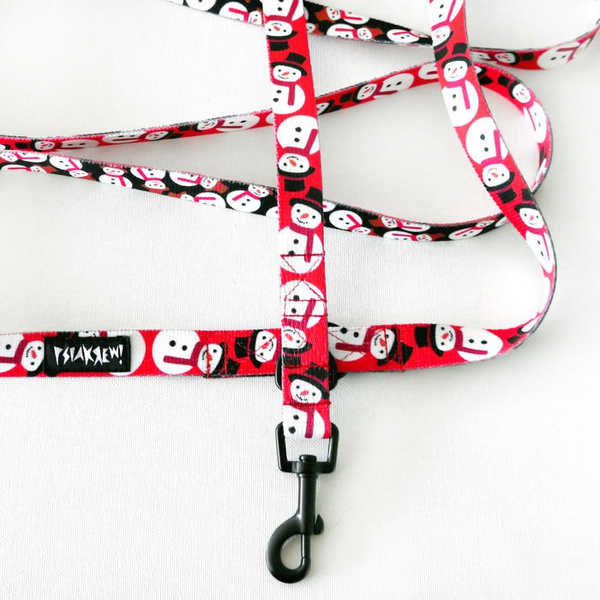 Dog Leash Snowman width 2 cm wide, black small snap hook 6 cm