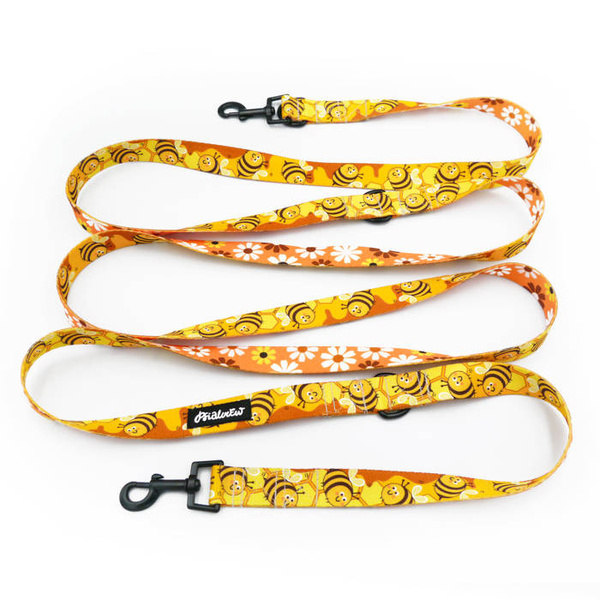 Hundeleine Fleißige Bienen Psiakrew, Breite 2,5 cm, Karabiner 6 cm schwarz