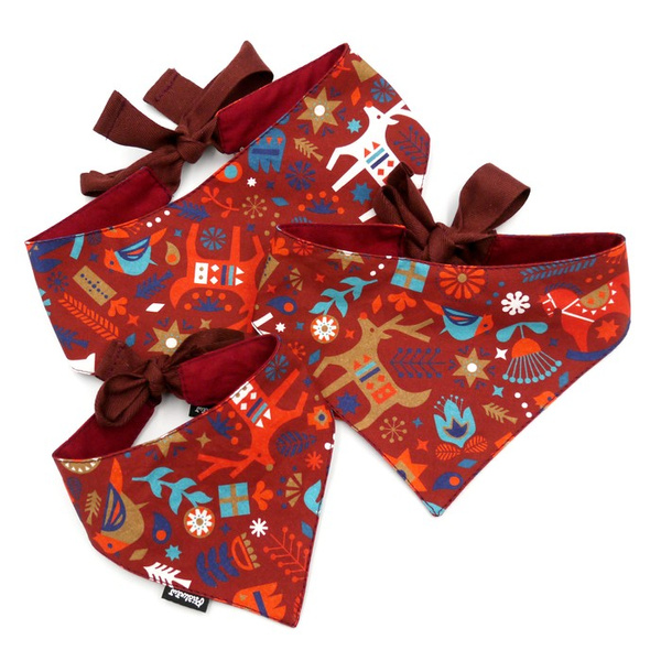 Christmas Dog Bandana Winter Folk Dog handkerchief style to tie around your pet’s neck