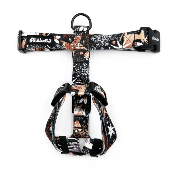 Hundegeschirr, Deer Calls Psiakrew, mittlere und größere Hunde, 2,5 cm Gurtband, schwarze Beschläge