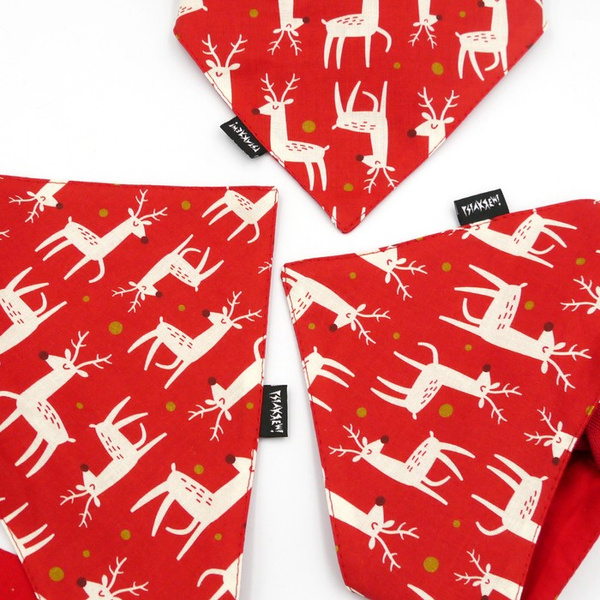 Premium Dog Bandana Rudolphs handkerchief style to tie around your pet’s neck