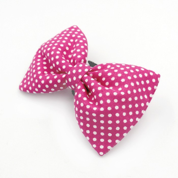 Pink Dog Bow Tie with white polka dots, elegant classic Psiakrew bow