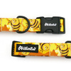Verstellbares Halsband Fleißige Bienen Psiakrew, 2,5 cm breit, schwarze Beschläge