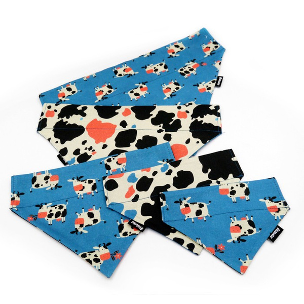 Double-sided bandana for Dog Spotted Cow, scarf with a tunnel for the collar Psiakrew