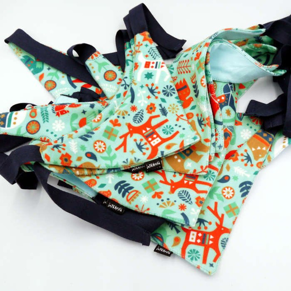 Christmas Dog Bandana Winter Folk Dog handkerchief style to tie around your pet’s neck blue