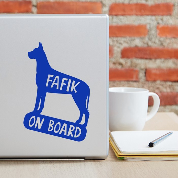 Car sticker with the name of the Great Dane Dog On Board Psiakrew