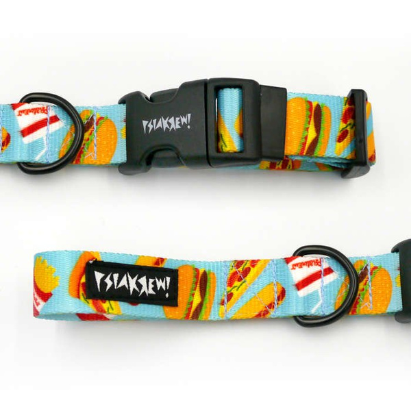 Dog Collar Psiakrew Doggy Foodie 2.5 cm, 1" wide, black extras