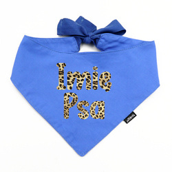 Niebieska Bandana z imieniem Psa Psiakrew, personalizowana apaszka Leopard