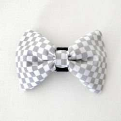 Grey and white checker Dog Bow Tie Lissi, Pet Bow Tie, Bowtie, Collar Attachment