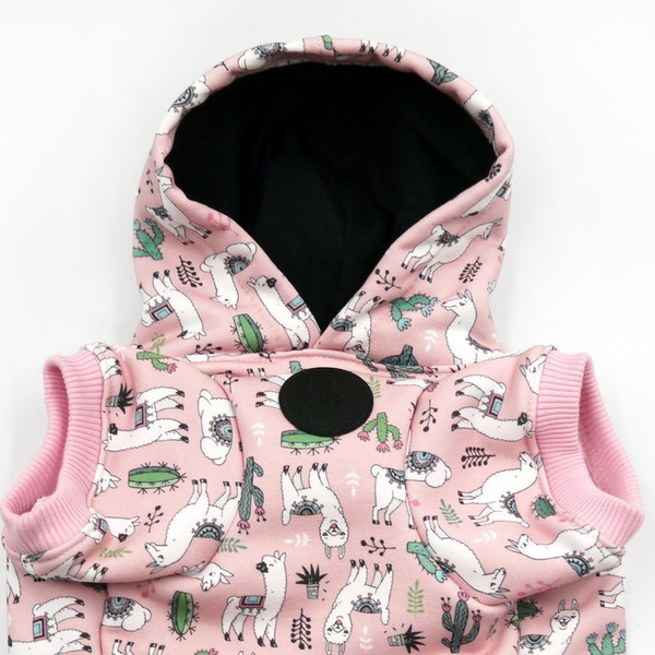 Bluza dla Psa z kapturem Lama, odblaskowy element, wzór lamy, alpaki