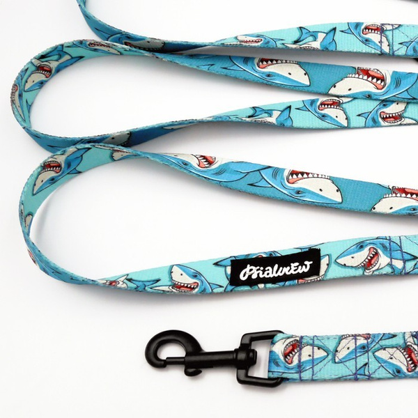 Long Dog Leash Shark width 2 cm (0.78") wide, black snap hook 6 cm