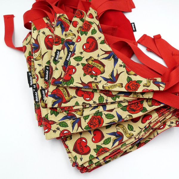 Love Mom Tattoo Psiakrew Bandana, gebundenes Taschentuch, Baumwollschal mit Tattoo-Motiven