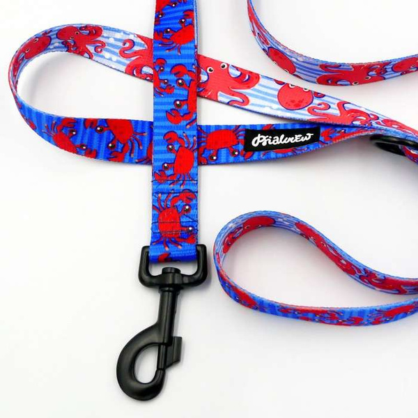 Smycz spacerowa miejska dla Psa Sea Look, szerokość 2,5 cm, duży mocny czarny karabińczyk 8cm