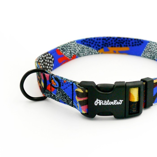 Dog Collar Colorful Thicket Psiakrew, 2 cm 0.78" wide, for smaller dogs black extras