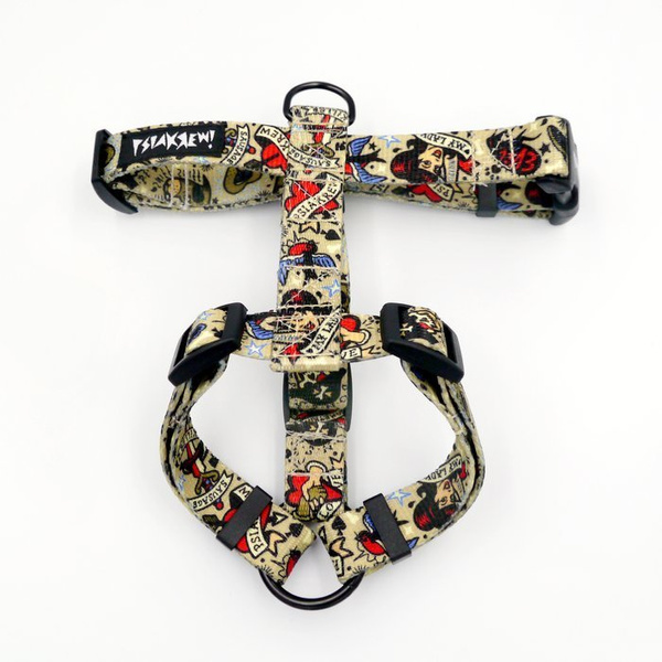 Harness for Dog, Model Dog Tattoo Flash Guard Harness Small Harness for small dogs, puppies, black extras