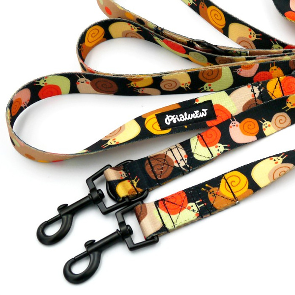 Hundeleine Snail Family Psiakrew, Breite 2,5 cm, Karabiner 6 cm schwarz