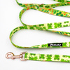 Long Dog Leash Green Frogs Psiakrew width 2 cm (0.78") wide, rose gold snap hook 6 cm