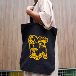 Personalized ECO Cotton Bag – Saint Bernard Black with Name – Psiakrew Tote Bag Yellow