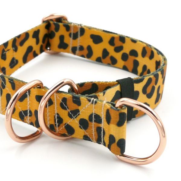 Half-choke collar Tarzan, 3 cm wide, medium and big dogs, pink gold extras