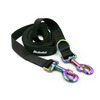 Lange Schwarze Hundeleine, wendbar, 2,5 cm, Holo-Beschläge, 8 cm, Psiakrew