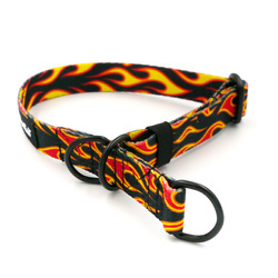 Half-choke collar Dog On Fire, 2 cm wide, for small dogs, black extras