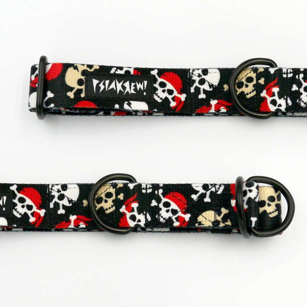 Half-choke collar Pirates, 2.5 cm wide, medium and big dogs, black extras