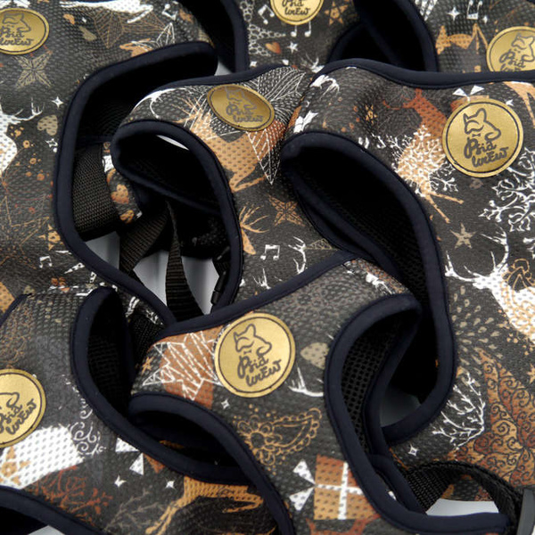 Szelki dla Psa świąteczna Deer Calls Black bezuciskowe Wygodne Ultramiękkie Psiakrew