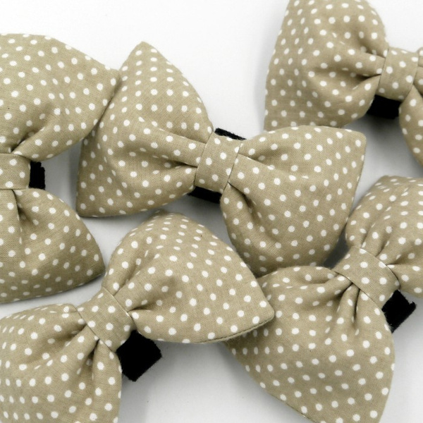 Beige and white polka dot Dog Bow Tie Sernik, Pet Bow Tie, Bowtie, Collar Attachment