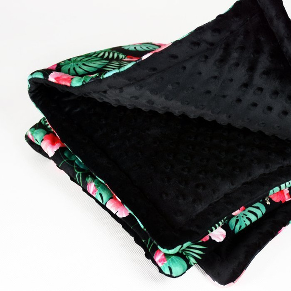 Kocyk dla psa Tropical Monstera Psiakrew, mata, pled dla psa w tropikalne wzory, polar Minky